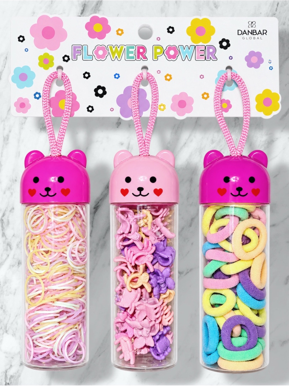 Danbar Global Pink Teddybear Hair Accessory Trio